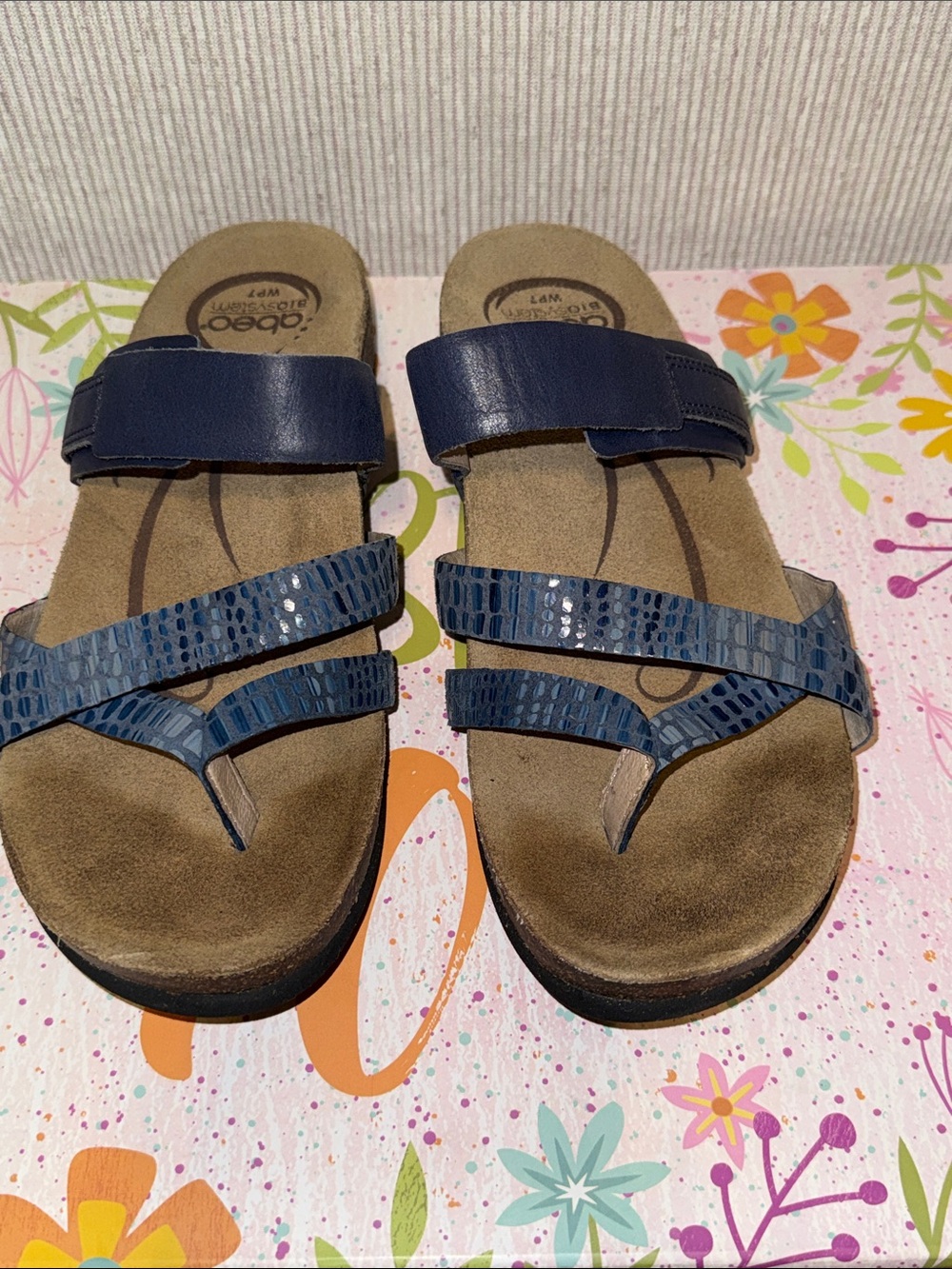 Wmn’s Abel Blue Strappy Slide Sandals